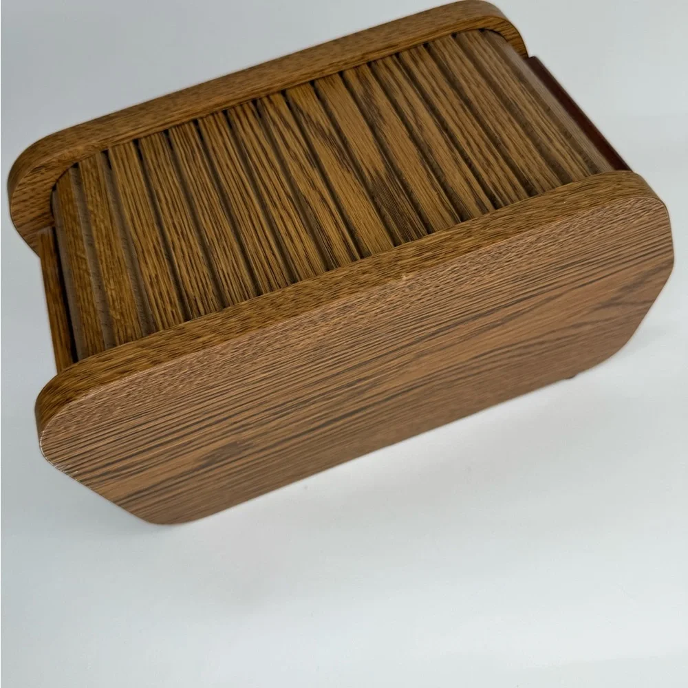 Vintage Wooden Floppy Disk/Recipe Holder with Sliding Lid